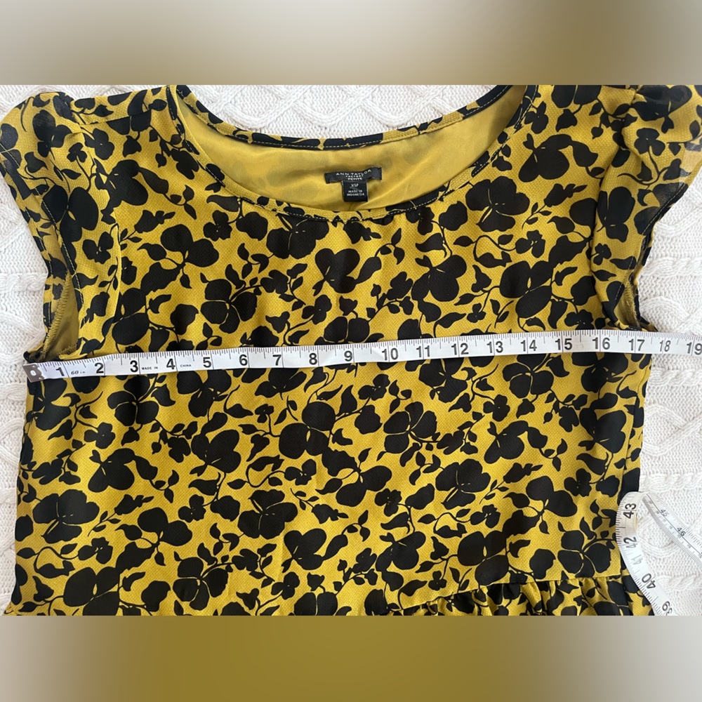 Ann Taylor Factory Floral Print Blouse Black and Dark Yellow Women’s Size XS - Picture 15 of 15